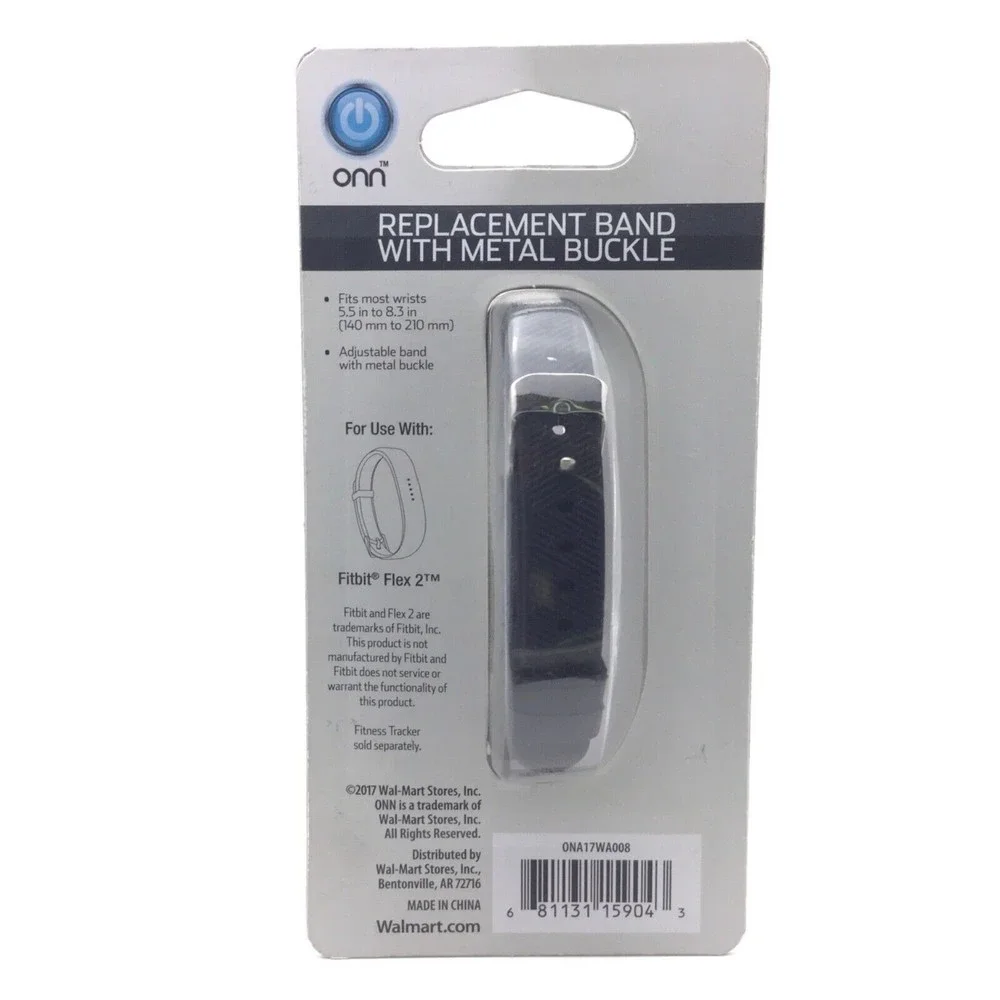 Onn Fitbit Flex 2 Adjust. Replacement Band With Metal Buckle - Black